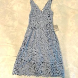 ASTR Baby Blue Lace Overlay Dress